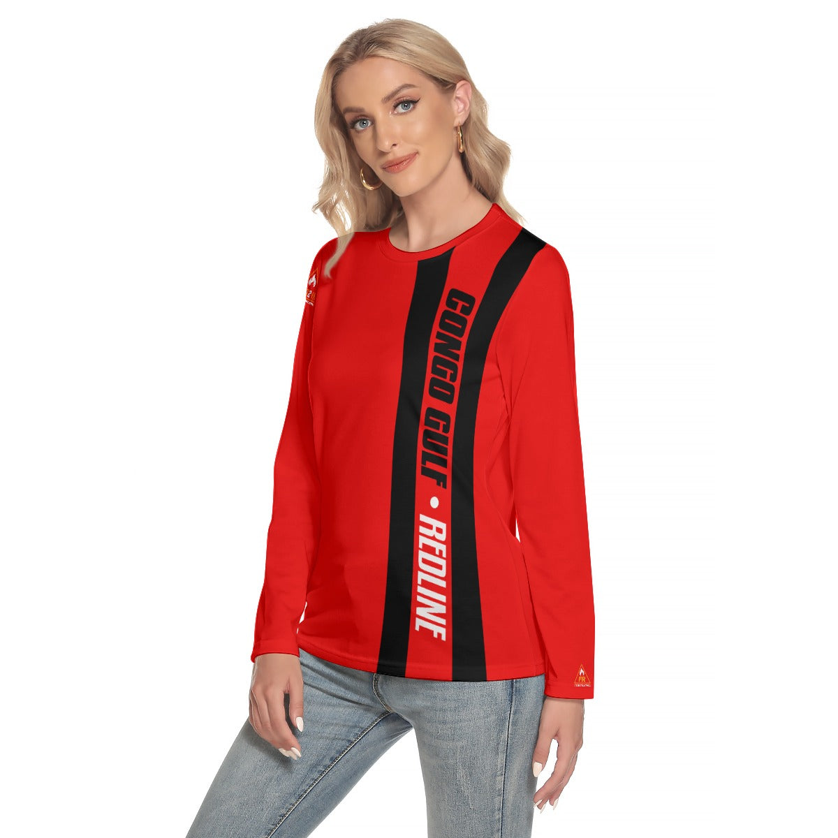 All-Over Print Women's O-neck Long Sleeve FR Protective T-shirt