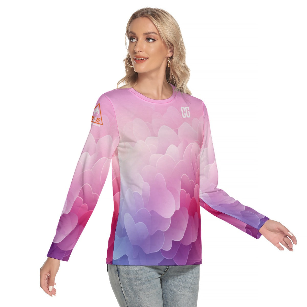 All-Over Print Women's O-neck Long Sleeve FR Protective T-shirt