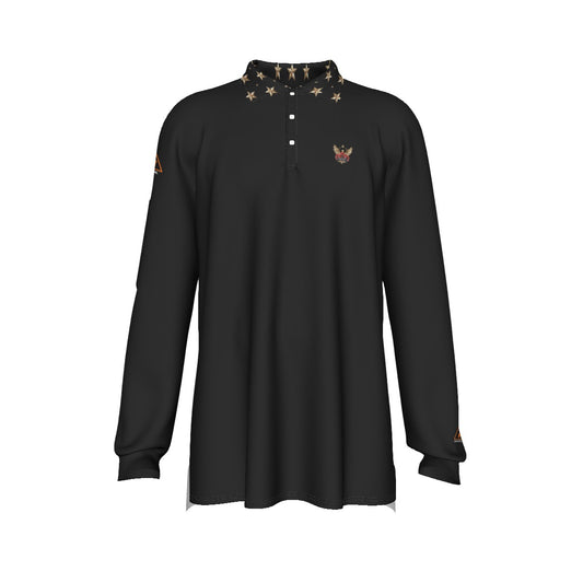 All-Over Print Men's Long Sleeve Polo Shirt