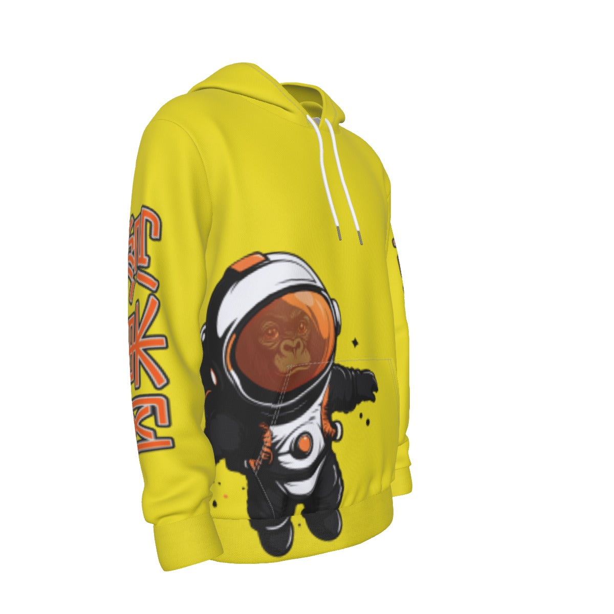 All-Over Print Men's Yellow Astronaut Hoodie With  Hood