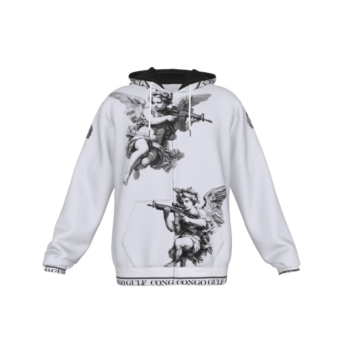 All-Over Print Zip Up Hoodie With Pocket