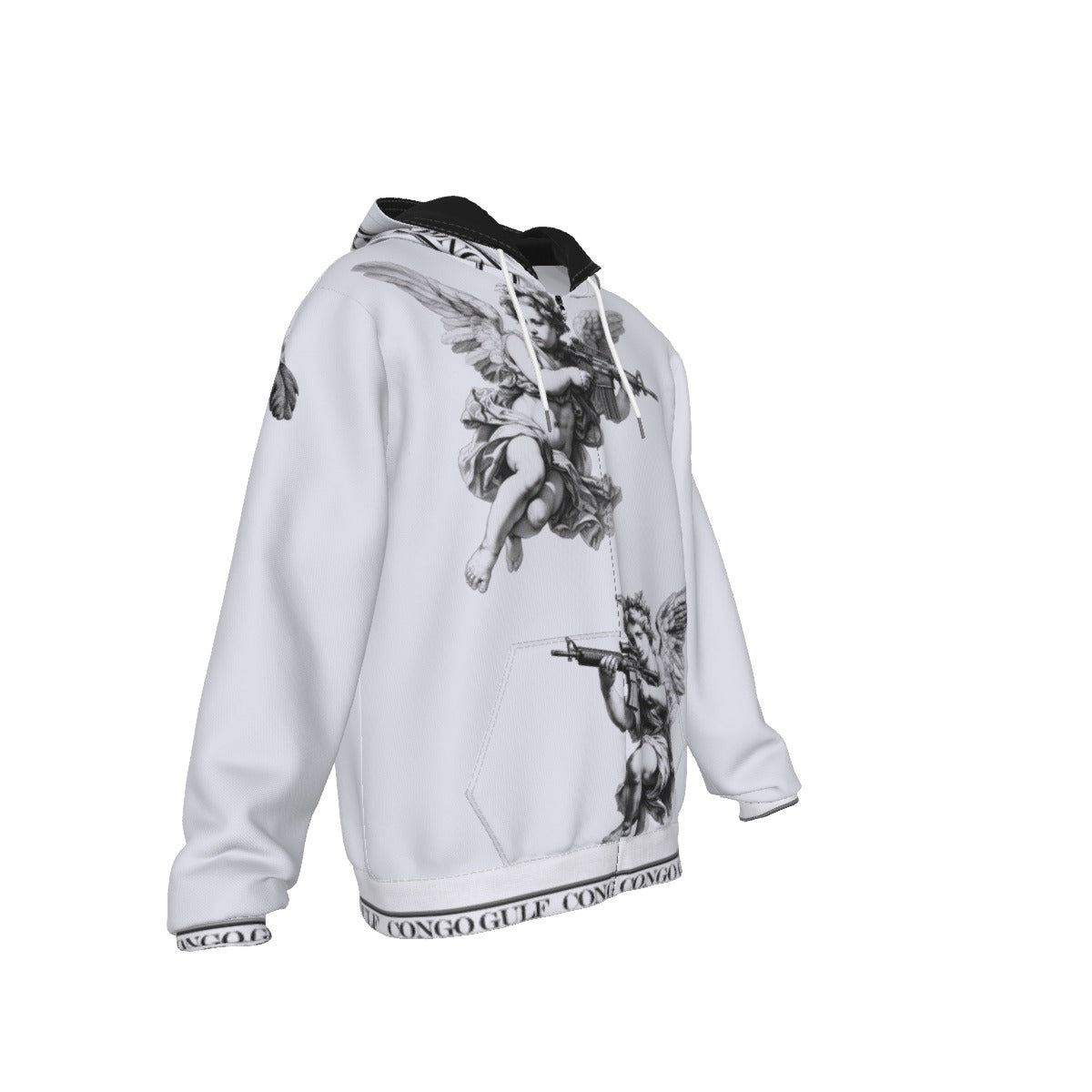 All-Over Print Zip Up Hoodie With Pocket