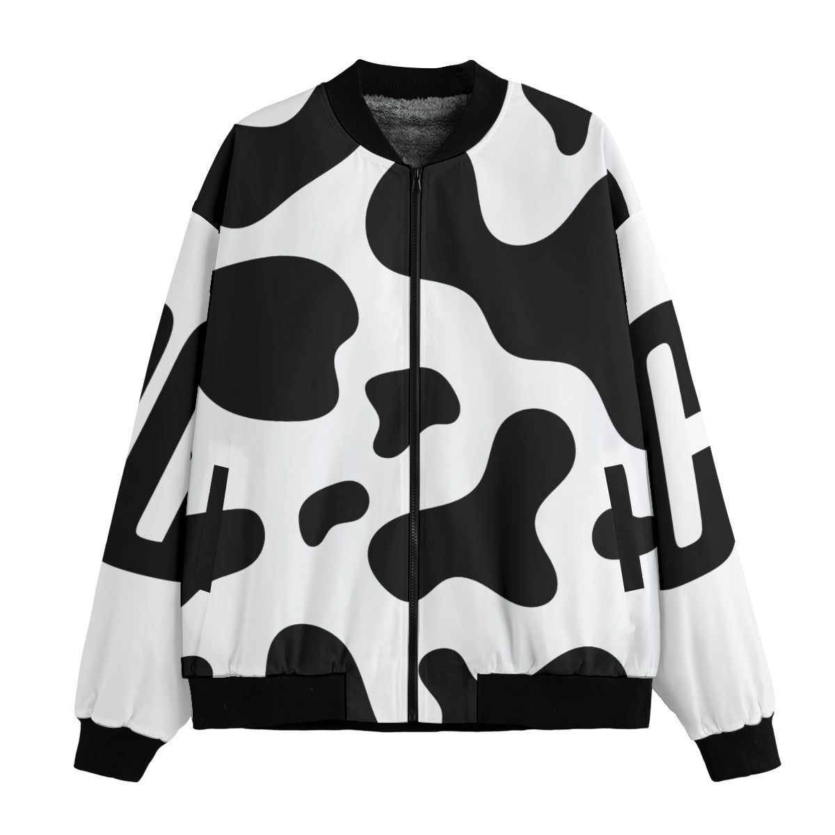 All-Over Print Men’s Cow  Fleece Bomber Jacket